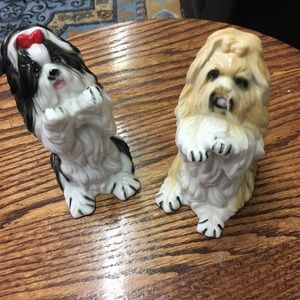 Two Porcelain Painted Dogs Decoration Furniture